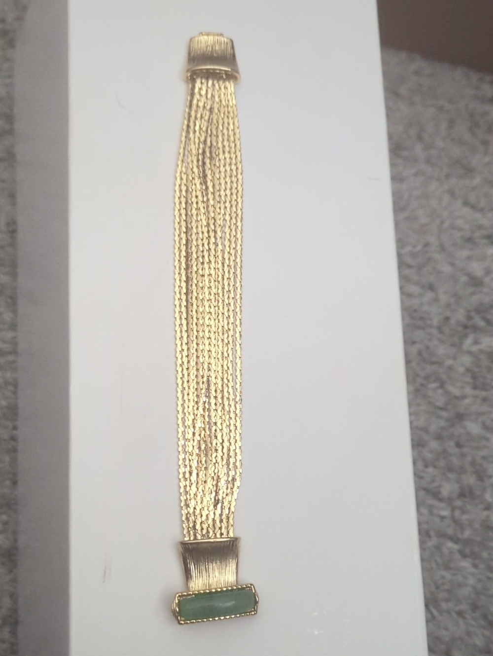 Gold Multi-Chain Bracelet with Green Stone Accent